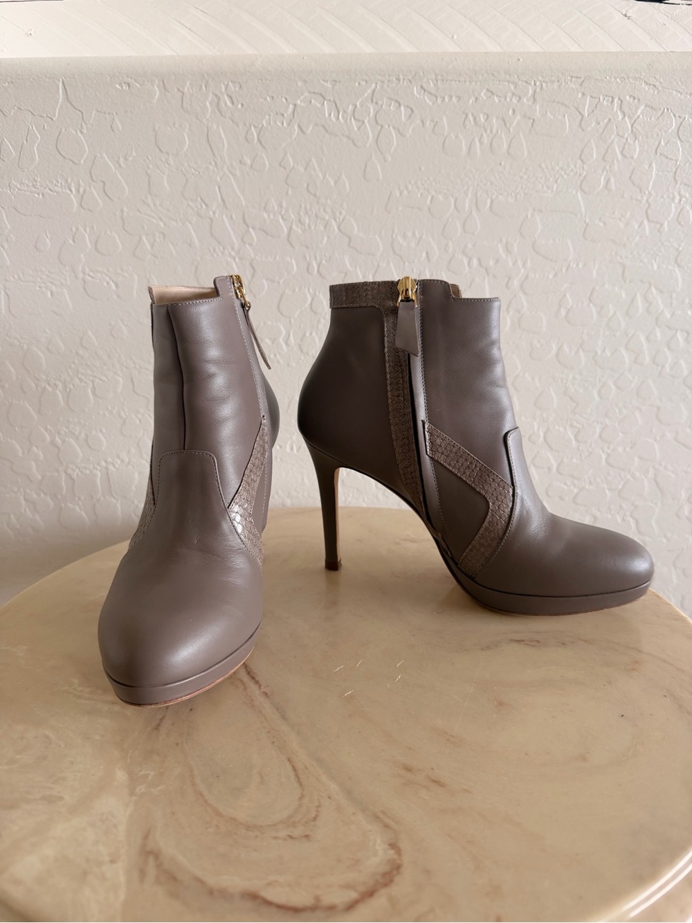 Elizée Shoes Deia Bootie Taupe Python Leather Ankle Boots